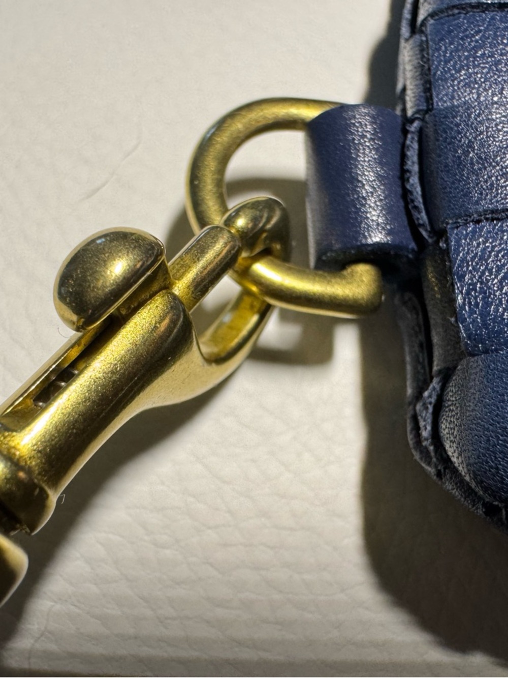 Clare V Moyen Woven Leather Crossbody Bag Blue Crescent Zip - Picture 4 of 9